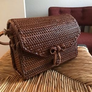 Woven leather bag